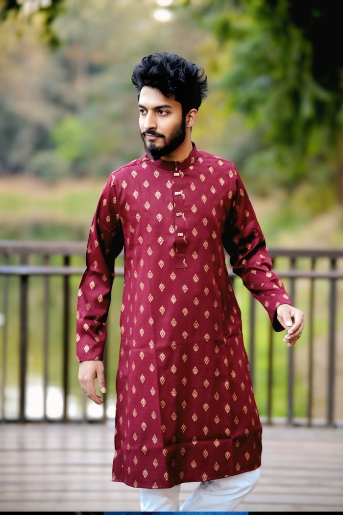 Premium Panjabi Maroon - Image 1
